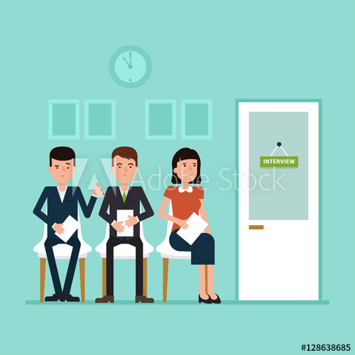 500x500 Waiting For Job Interview Vector Flat Illustration Where