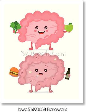 292x382 Sad Unhealthy Sick Intestine Vector, Art Print Barewalls Posters