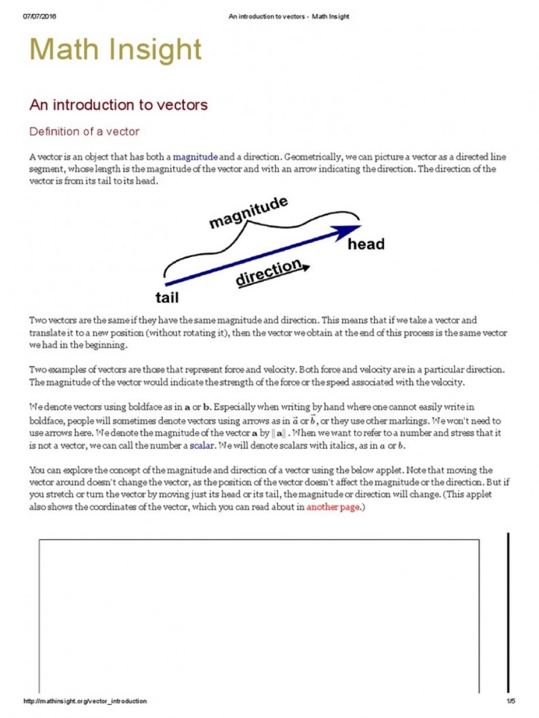 1105x1473 An Introduction To Vectors Math Insight Pdf Cqrecords