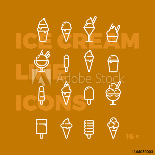 500x500 Ice Cream Linear Icons Invert
