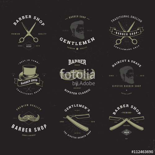 500x500 Barber Shop Logo Set Invert Stock Image And Royalty Free Vector