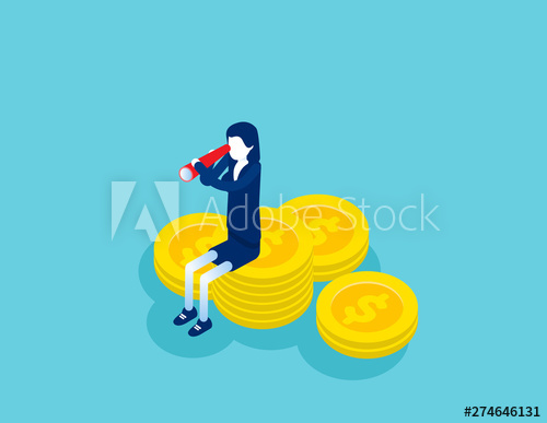 500x387 Businessmwoan Looking For Investment Concept Isometric Business