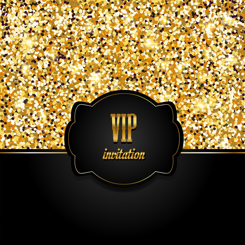500x500 Golden With Black Vip Invitation Card Background Vector Free