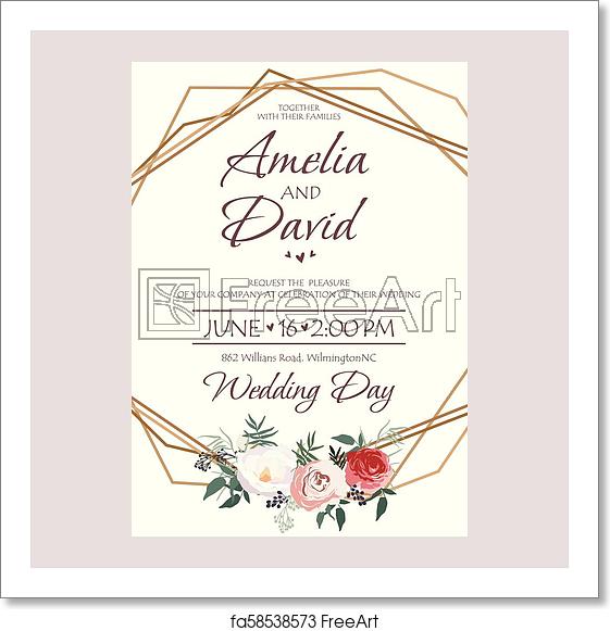 561x581 Free Art Print Of Wedding Invitation, Floral Invite Card Design