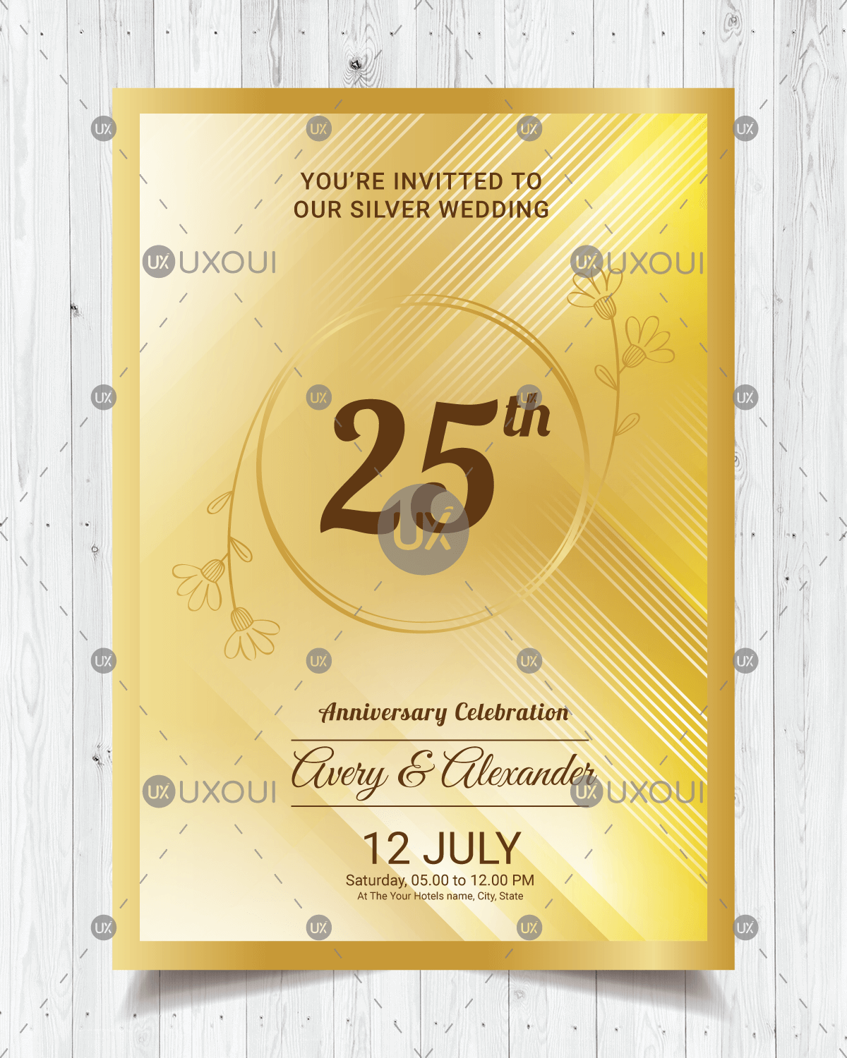 1200x1500 Happy Wedding Anniversary Invitation Card Design With Ornaments