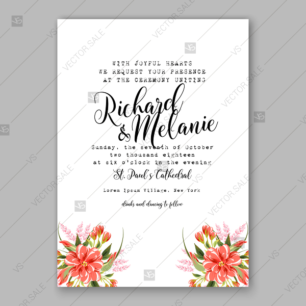 600x600 Pink Chysamthemum Floral Vector Background Wedding Invitation Card