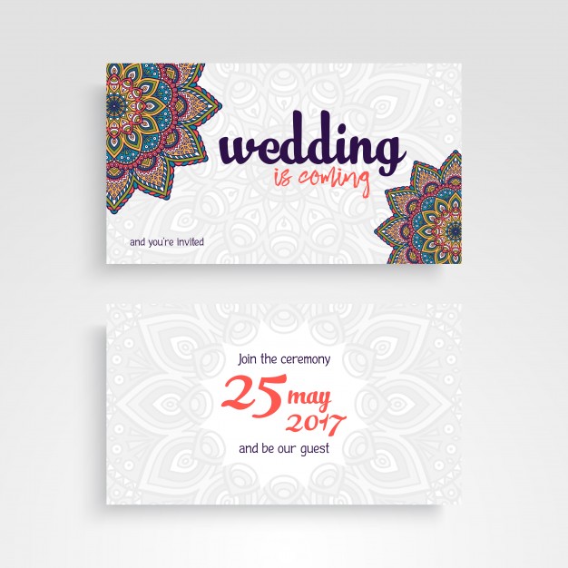 626x626 Wedding Invitation Card With Mandala Design Vector Free Download