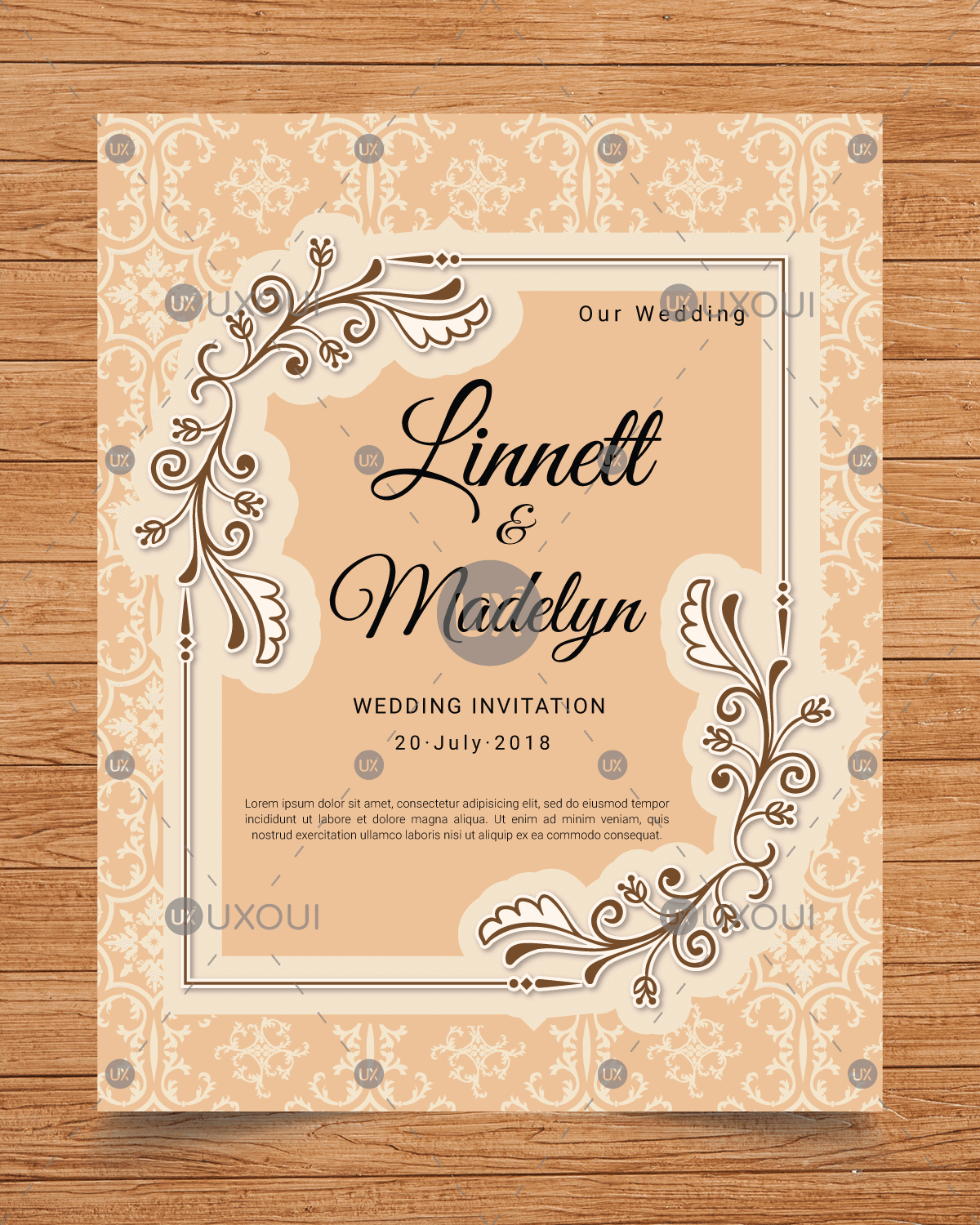 1200x1500 Wedding Vintage Invitation Card Design Template Vector Uxoui