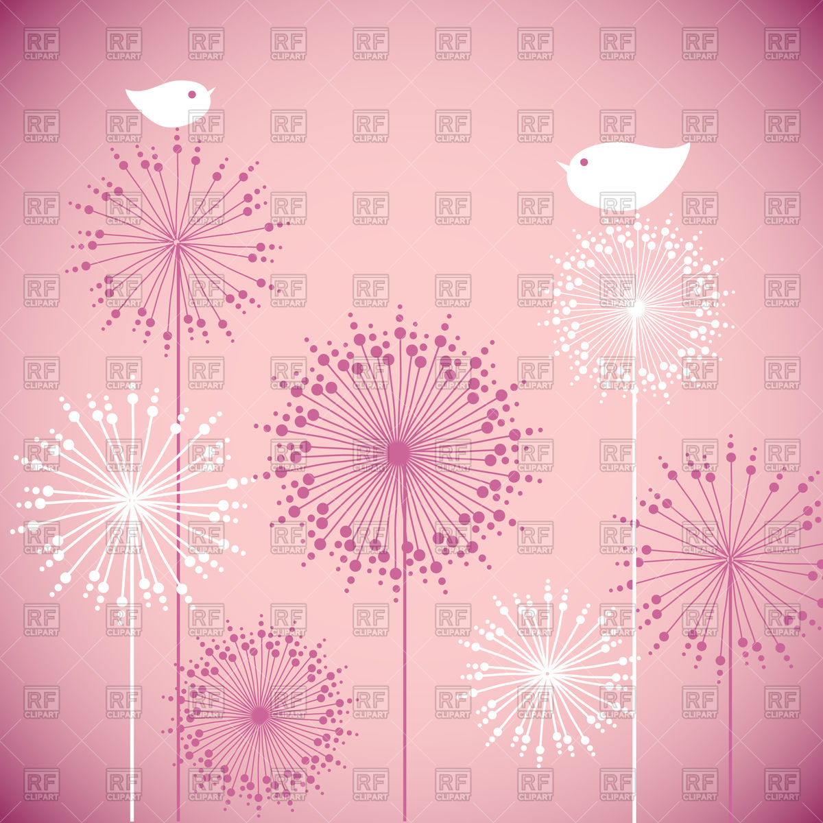 1200x1200 Cute Baby Shower Pink Invitation Card Design Birds On Flowers