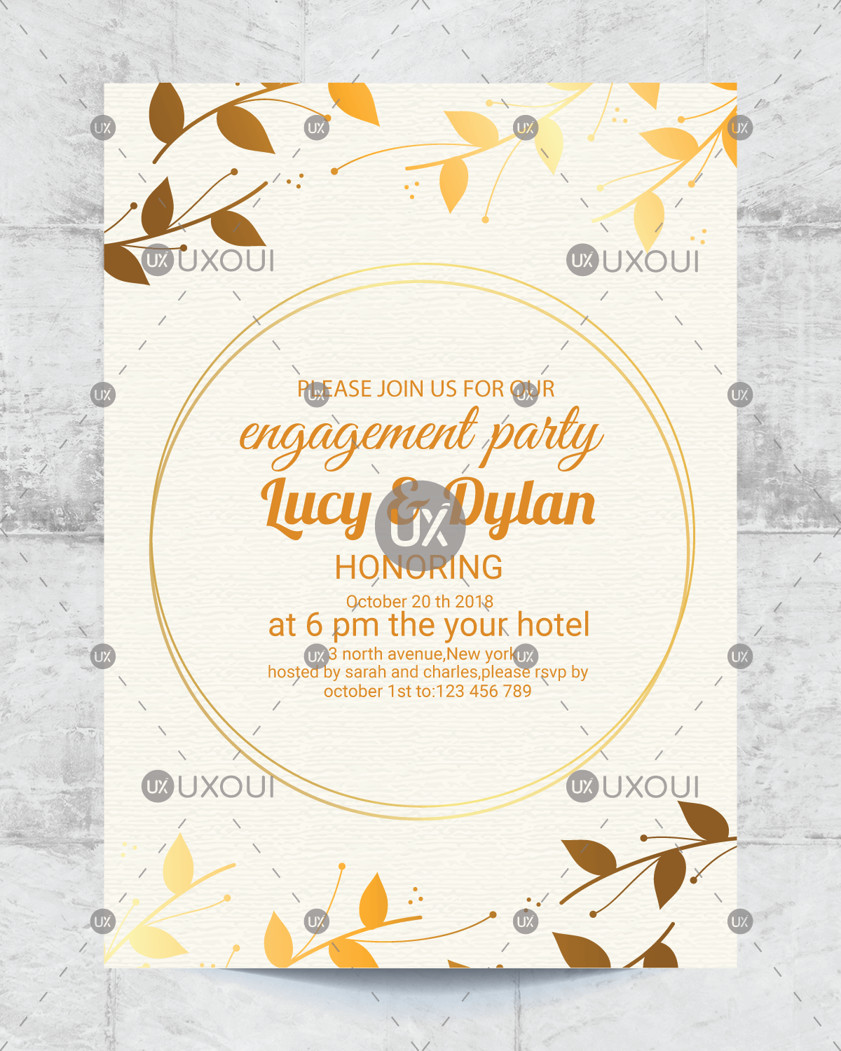 1200x1500 Floral Wedding Engagement Party Invitation Card Design Template