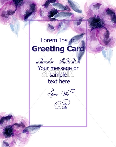 474x600 Purple Flowers Watercolor Card Vector Purple Stains And Delicate