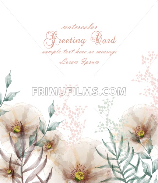 519x600 Watercolor Flowers Frame Blossom Card Vector Vintage Floral