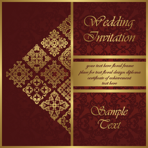 500x500 Wedding Invitation Card Vintage Styles Vector Free Download