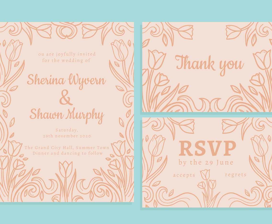 1136x936 Wedding Invitation Card Vector