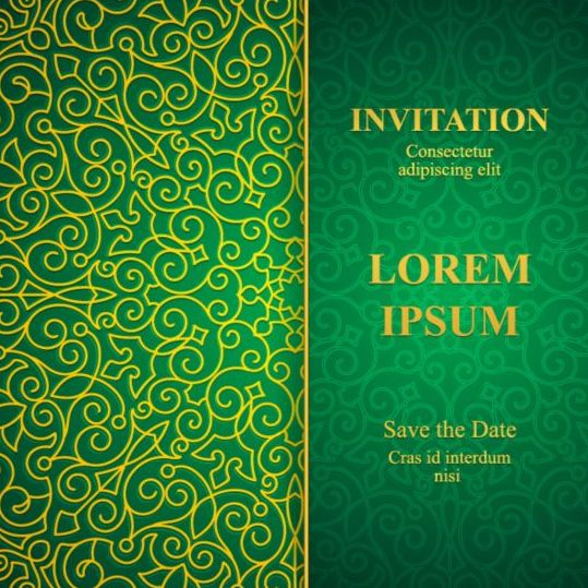 539x539 Orante Green Wedding Invitation Cards Design Vector Free Download