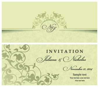 340x298 Retro Floral Wedding Invitation Cards Vector Free Download