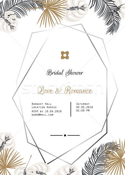 428x600 Wedding Invitation Vector Template Design Vector Illustration