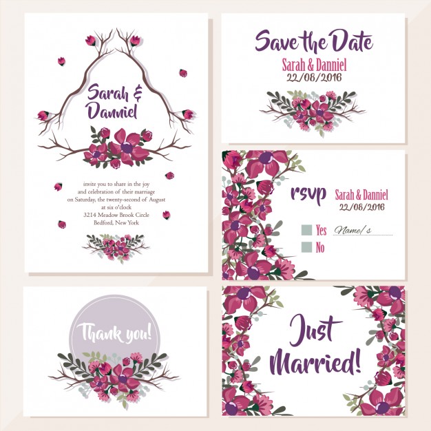 626x626 Wedding Invitations Floral Design Vector Free Download