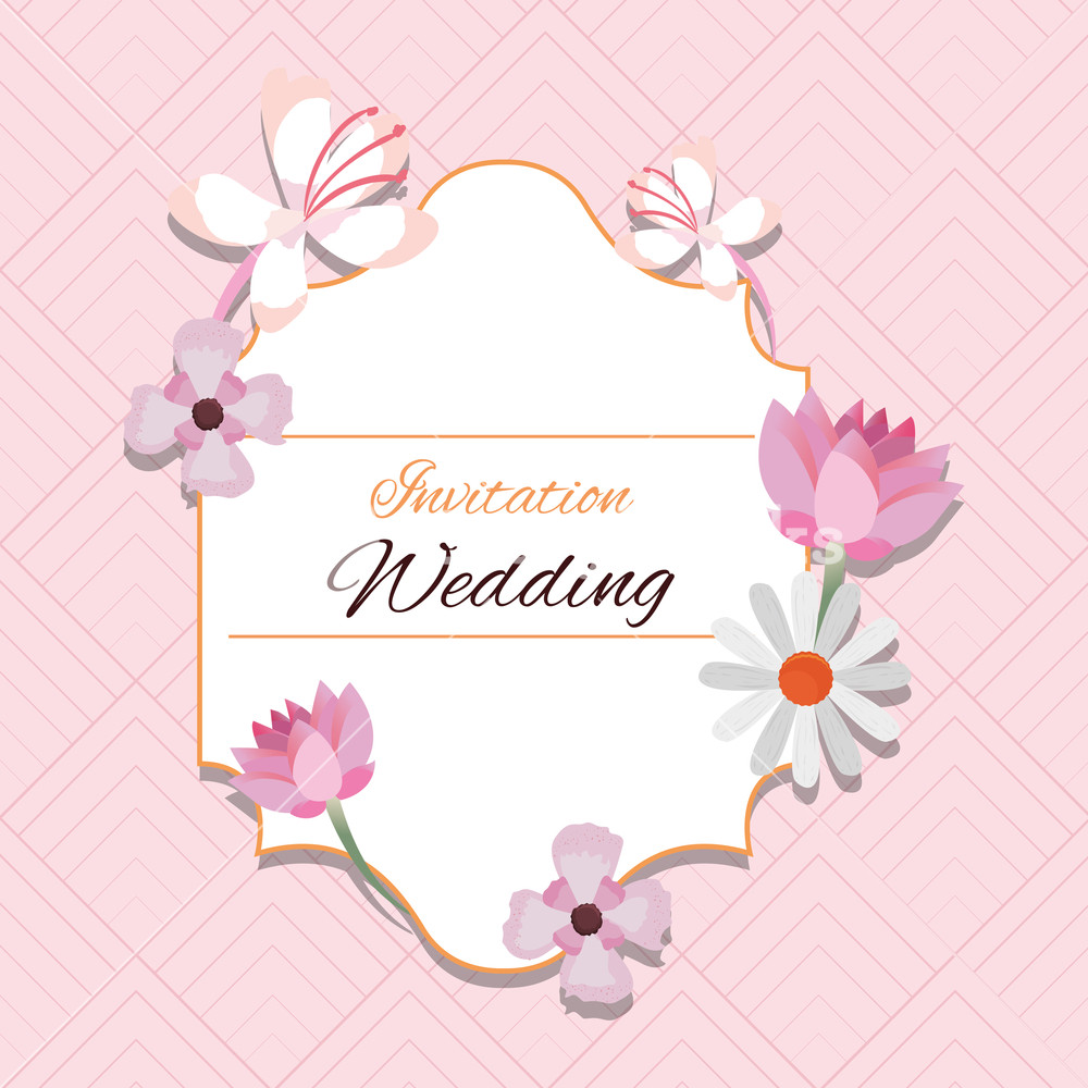 1000x1000 Floral Wedding Invitation Design With Beautiful Flowers