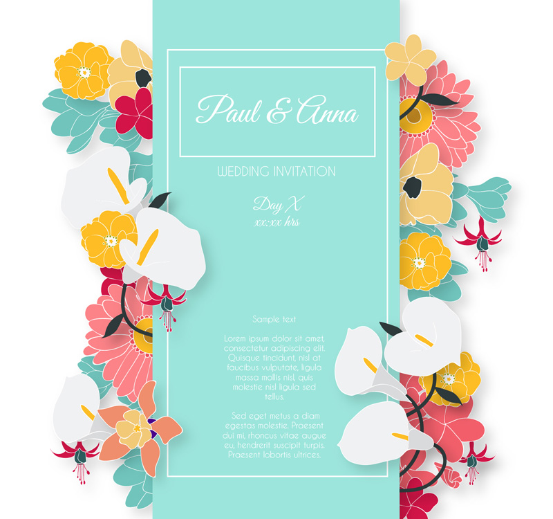 800x750 Creative Floral Wedding Invitation Card Design Vector Free