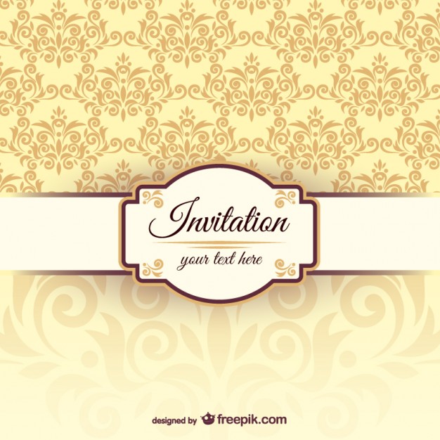 626x626 Invitation Template With Damask Pattern Vector Free Download