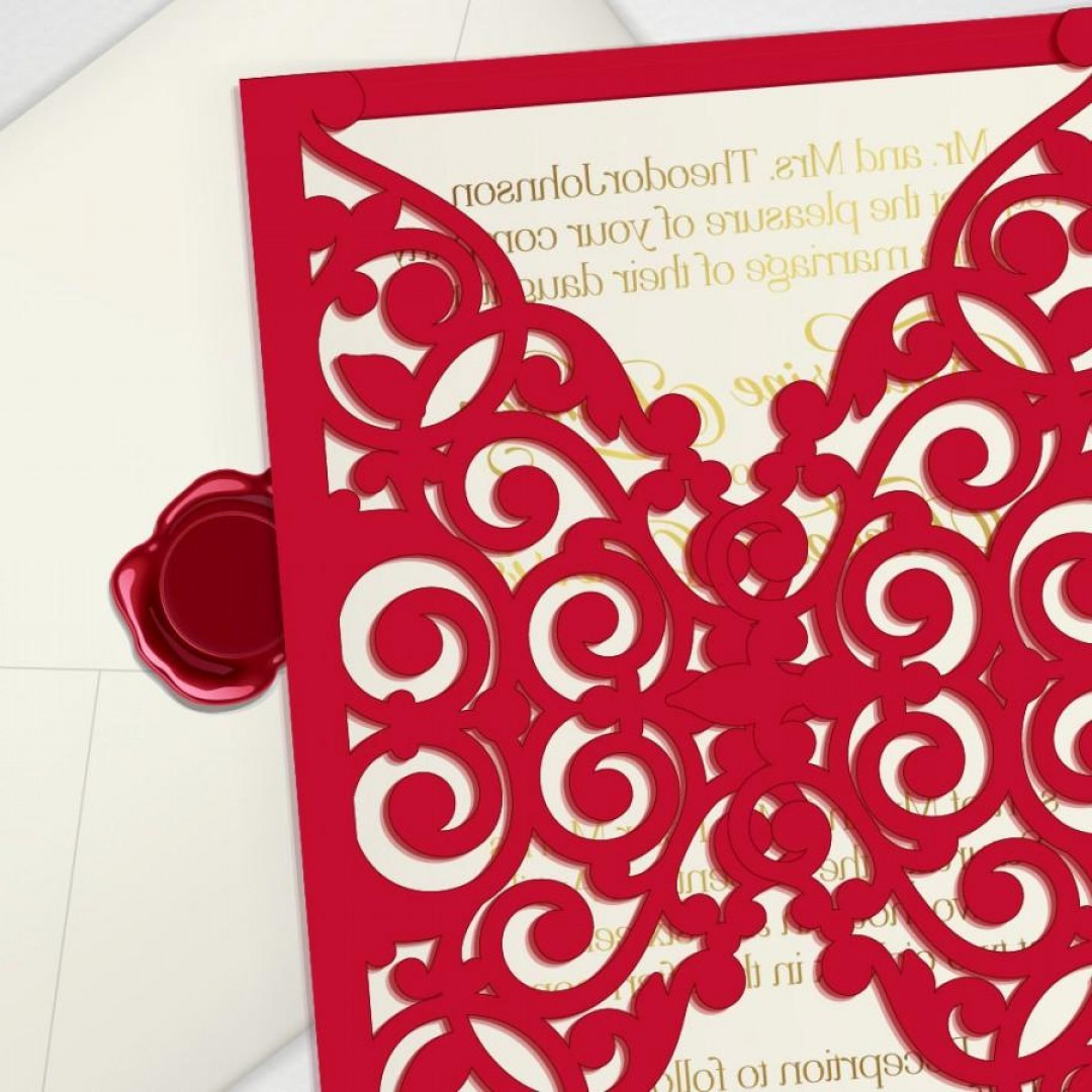 1080x1080 Printable Laser Cut Wedding Invitation Template Vector Cutting
