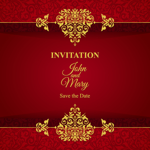600x600 Red With Golden Invitation Template Vector Free Download