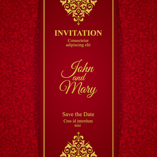 600x600 Red With Golden Invitation Template Vector Free Download