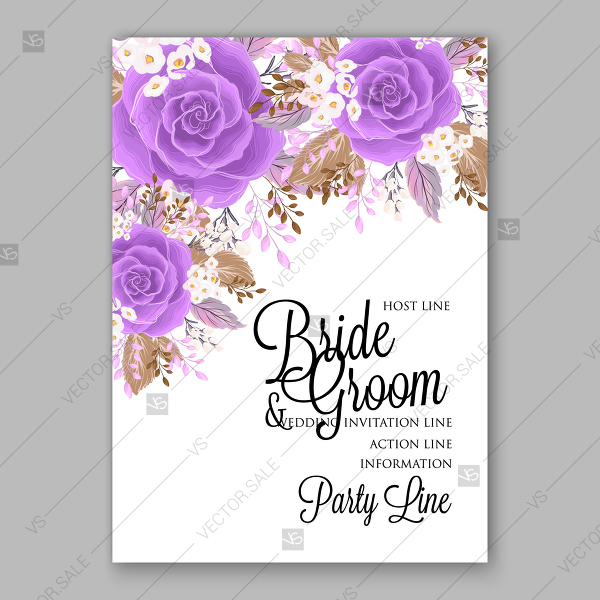 600x600 Rose Wedding Invitation Vector Card Printable Template Ultraviolet