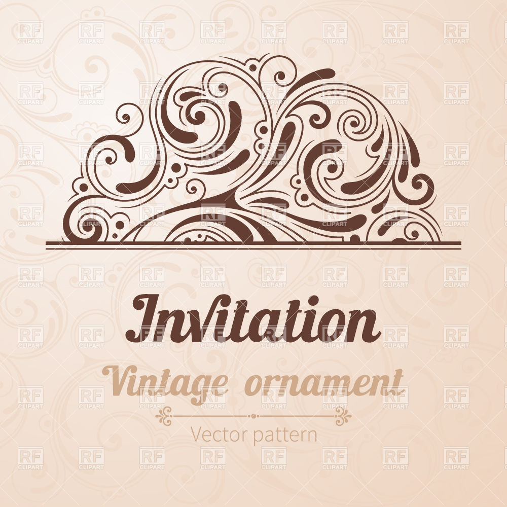 1000x1000 Vintage Invitation Template Vector Image Of Design Elements