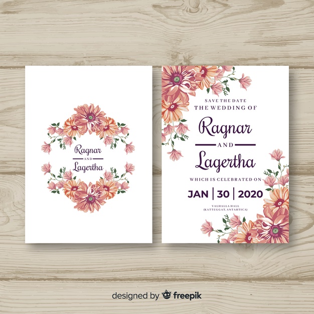626x626 Floral Wedding Invitation Template Vector Free Download