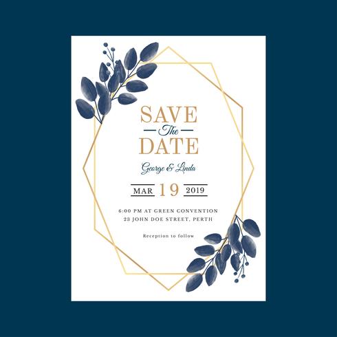 490x490 Geometric Watercolor Wedding Invitation Template Vector