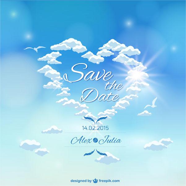 601x601 Heaven Sky Wedding Invitation Card Template Vector