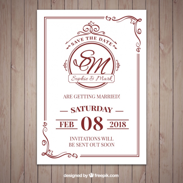 626x626 Nice Classic Style Wedding Invitation Vector Free Download
