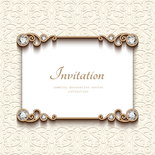 500x500 Vintage Golden Frames With Diamond Invitation Vector Free Download