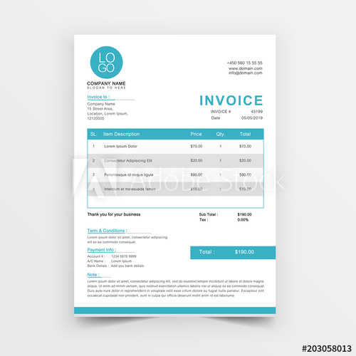 Invoice Template Vector Design Blue Minimal Quotation Design 500x500 Invoice Template Vector Design Blue Minimal Quotation Design