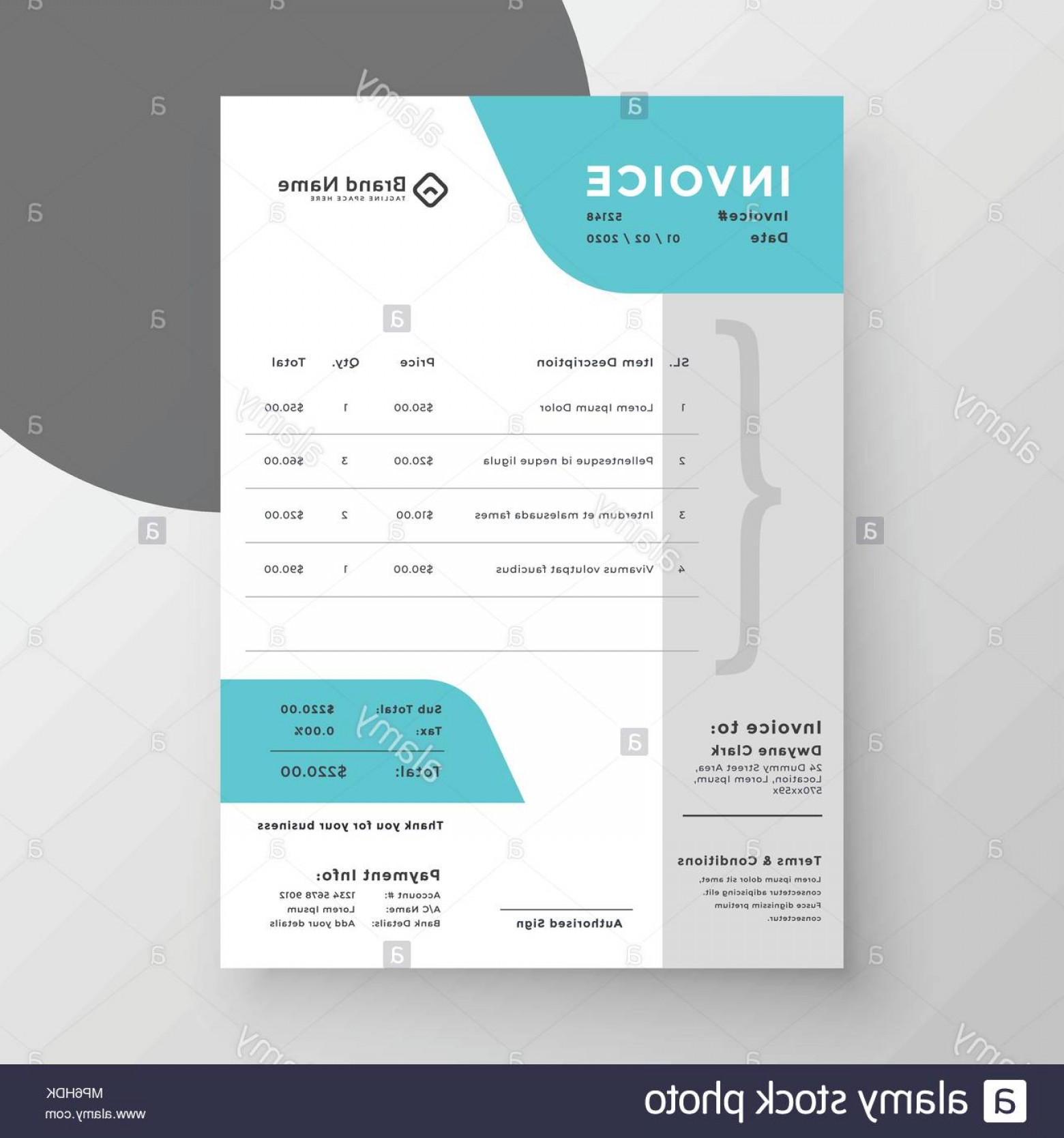 Modern Invoice Template Business Vector Design Stock Illustration 1560x1668 Modern Invoice Template Business Vector Design Stock Illustration