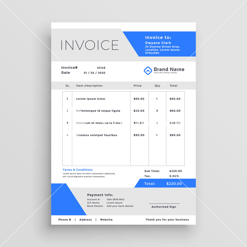 Modern Business Invoice Template Vector Design Royalty Free Stock 1000x1000 Modern Business Invoice Template Vector Design Royalty Free Stock