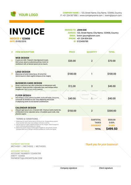 Business Invoice Template Vector Illustration Stationery Design 424x600 Business Invoice Template Vector Illustration Stationery Design