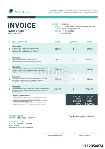 Business Invoice Template Vector Illustration Invoice Form 354x500 Business Invoice Template Vector Illustration Invoice Form