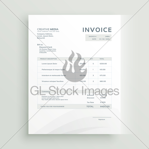 Clean Invoice Template Vector Design Gl Stock Images 500x500 Clean Invoice Template Vector Design Gl Stock Images