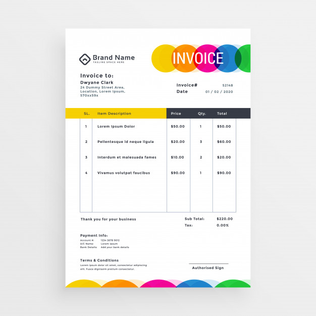 Colorful Vector Invoice Template Design Vector Free Download 626x626 Colorful Vector Invoice Template Design Vector Free Download