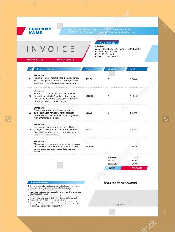 585x776 Blank Invoice Templates