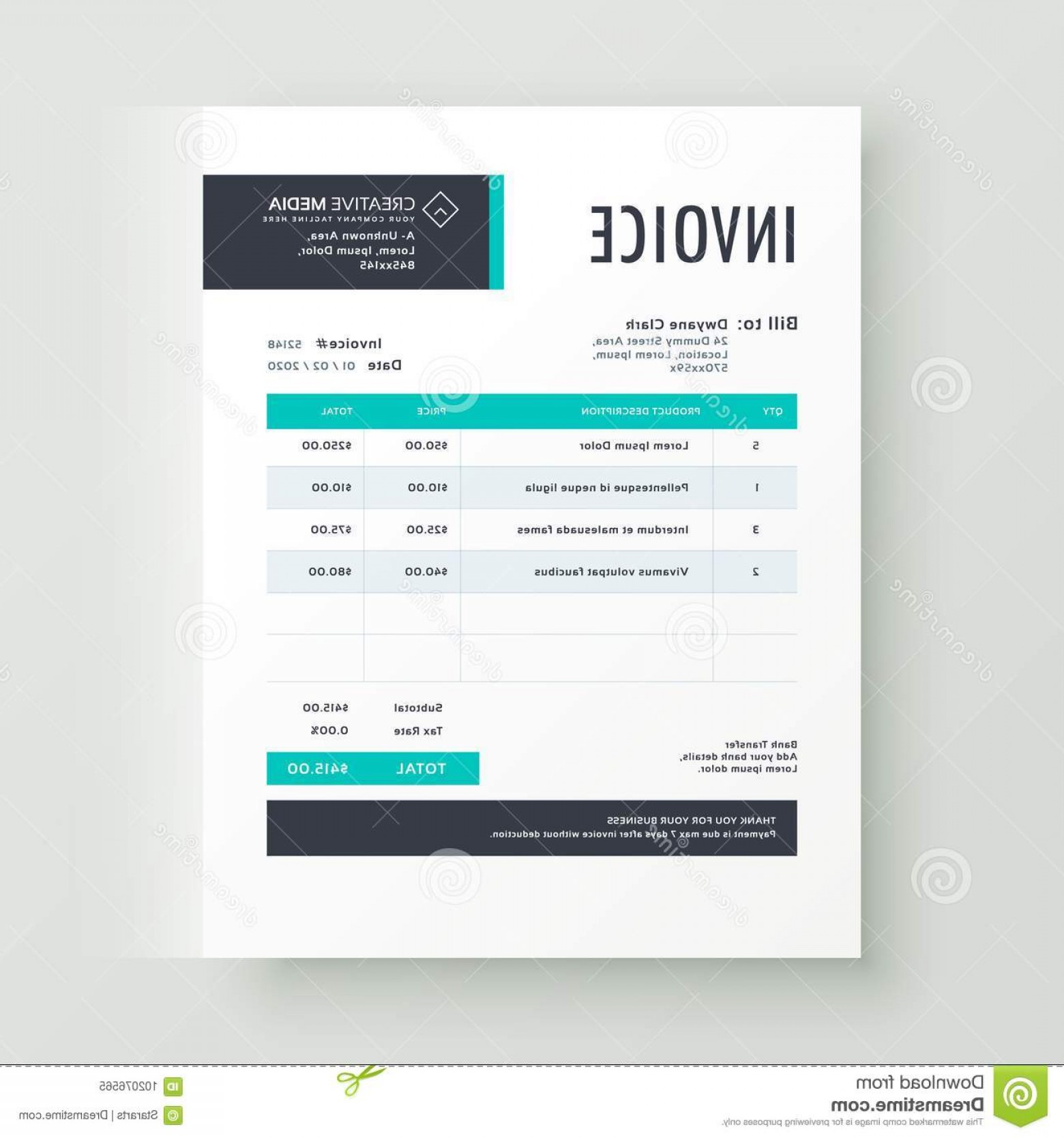 1560x1668 Invoice Vector Template Design Blue Theme Image Soidergi