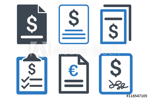 500x334 Invoice Vector Icons Icon Style Is Bicolor Smooth Blue Flat