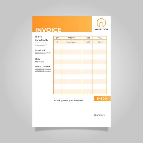 490x490 Flat Modern Clean Invoice Vector Template