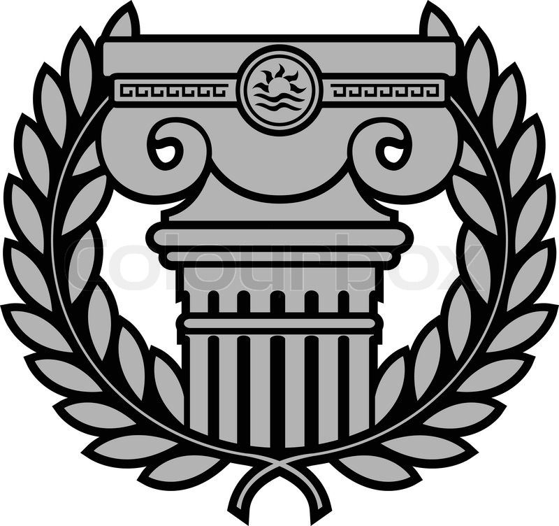 800x752 Ancient Ionic Column With Laurel Stock Vector Colourbox