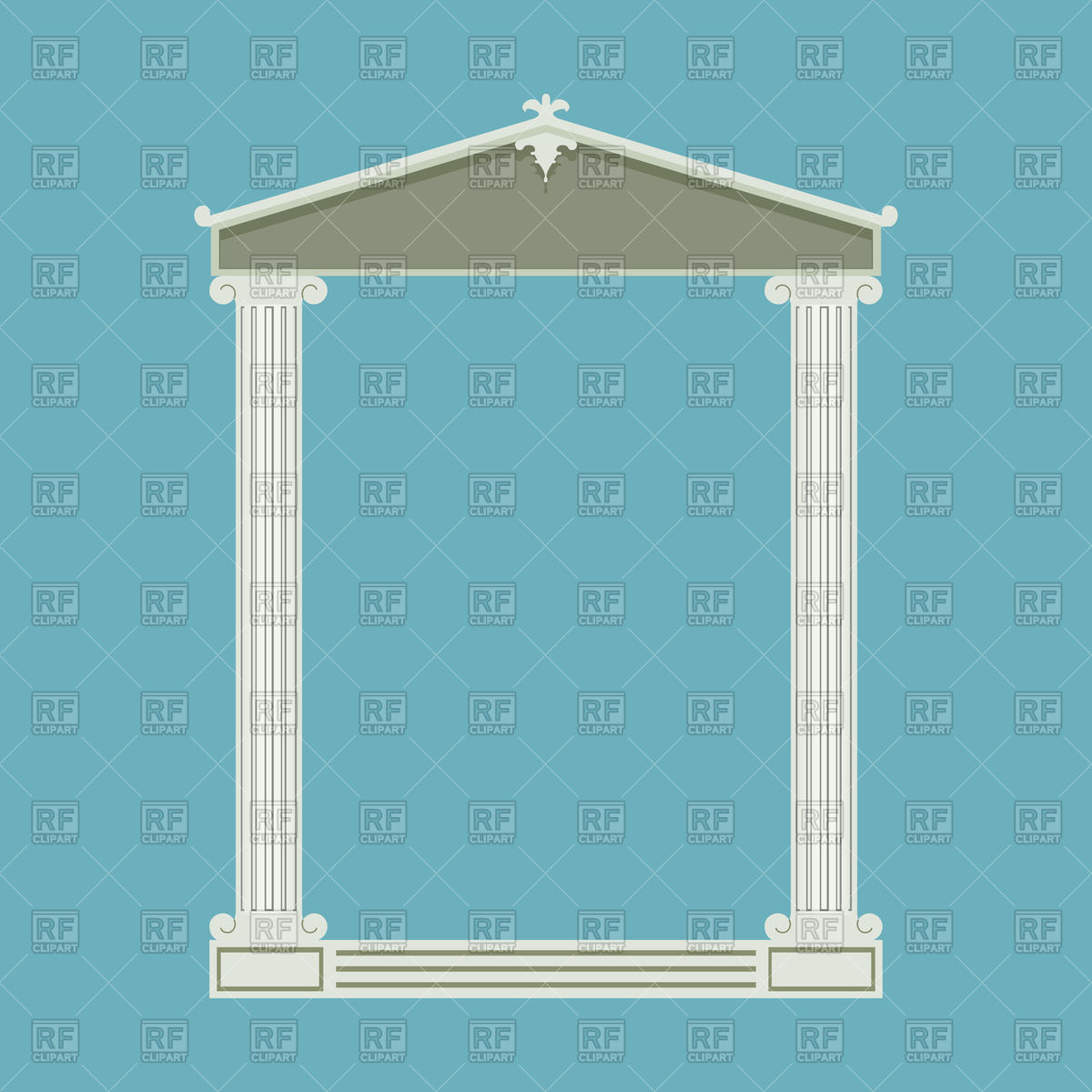 1200x1200 Antique Marble Temple Front With Ionic Columns Vector Image