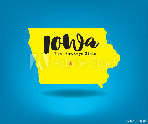 Iowa Map With Nickname The Hawkeye State, Vector 500x418 Iowa Map With Nickname The Hawkeye State, Vector