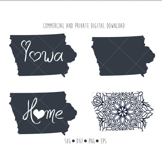 570x583 Iowa Outline Vector Clipart Iowa State Digital Mandala My Etsy